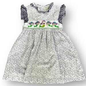 Lil Cactus 100% Cotton Purple Hearts and Mermaid Smocked Dress